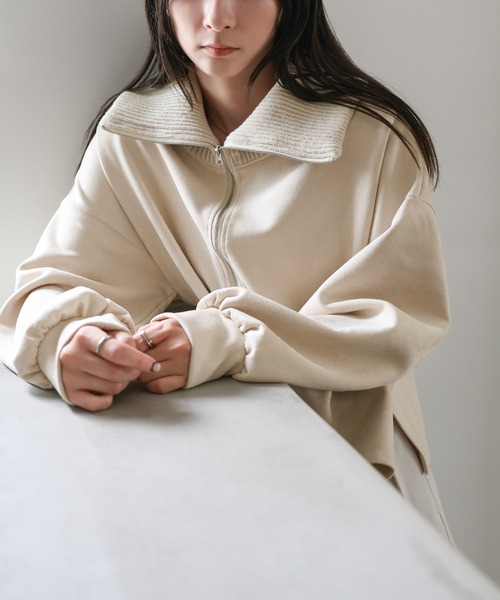 select MOCA（セレクトモカ）の「スエードポンチハーフジップトップス（その他トップス・レディース・アイボリー/ブラック/モカ・FREE）」の7枚目の写真