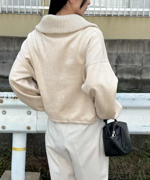 select MOCA（セレクトモカ）の「スエードポンチハーフジップトップス（その他トップス・レディース・アイボリー/ブラック/モカ・FREE）」の17枚目の写真