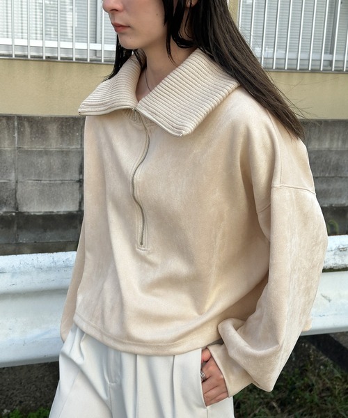 select MOCA（セレクトモカ）の「スエードポンチハーフジップトップス（その他トップス・レディース・アイボリー/ブラック/モカ・FREE）」の18枚目の写真