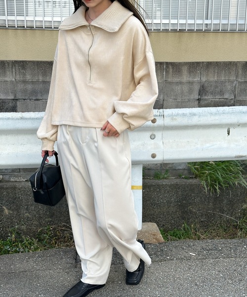 select MOCA（セレクトモカ）の「スエードポンチハーフジップトップス（その他トップス・レディース・アイボリー/ブラック/モカ・FREE）」の19枚目の写真