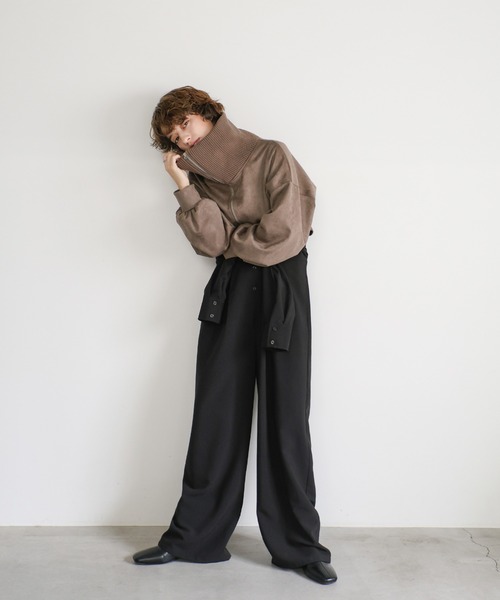 select MOCA（セレクトモカ）の「スエードポンチハーフジップトップス（その他トップス・レディース・アイボリー/ブラック/モカ・FREE）」の5枚目の写真