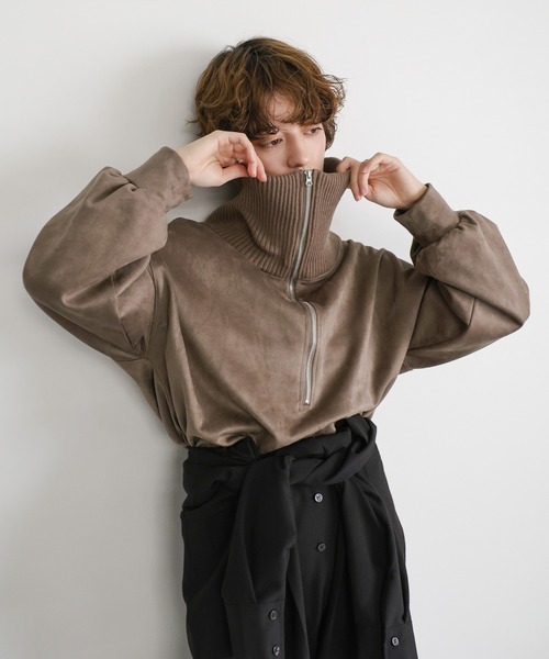 select MOCA（セレクトモカ）の「スエードポンチハーフジップトップス（その他トップス・レディース・アイボリー/ブラック/モカ・FREE）」の21枚目の写真