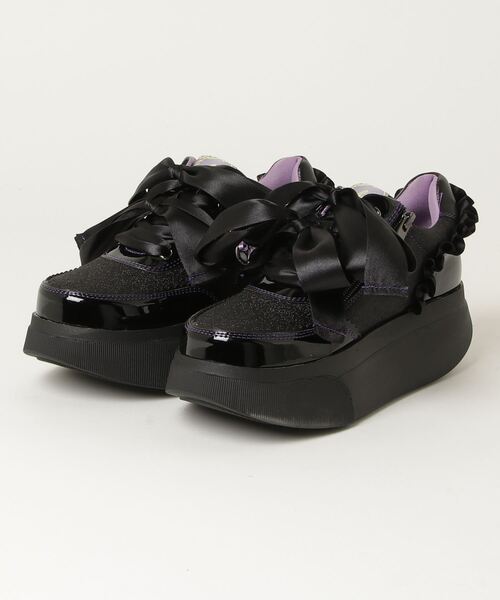 ヨースケYOSUKEウィメンズ厚底ロマンチックダブルリボンインジップローカットスニーカー4450061（スニーカー）｜YOSUKE（ヨースケ）