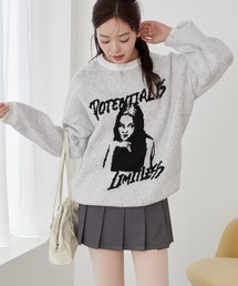 WEGO/フラッフィーグラフィックBIGニットプルオーバー