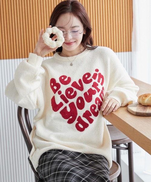 WEGO(ウィゴー)の「WEGO/フラッフィーグラフィックBIGニットプルオーバー(ニット/セーター・レディース・ワイン/ブラック/オフホワイト/杢グレー/ホワイト/その他1/その他2/その他3/その他5/その他8/その他6/その他4/その他13/その他12/その他11/その他10/その他9/その他7・FREE)」の10枚目の写真