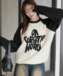 WEGO | WEGO/【24年秋冬新作】フラッフィーグラフィックBIGニットプルオーバー(ニット/セーター)