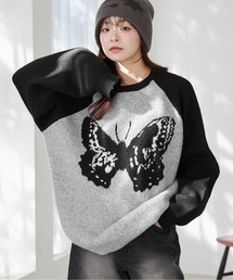WEGO/フラッフィーグラフィックBIGニットプルオーバー
