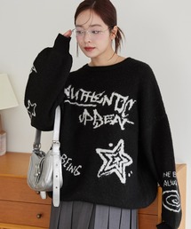 WEGO | WEGO/【24年秋冬新作】フラッフィーグラフィックBIGニットプルオーバー(ニット/セーター)