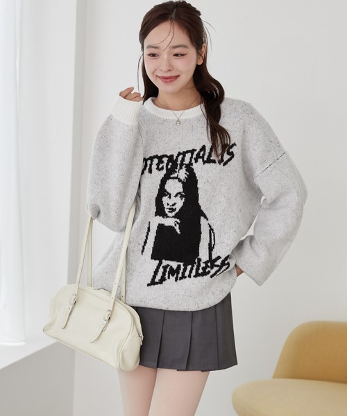 WEGO/【25年春夏/待望の再入荷】フラッフィーグラフィックBIGニット