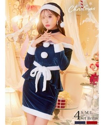 DAZZY（デイジー）の「サンタ コスプレ ペプラム サンタ トップス ＆ タイトスカート 4点セット（コスチューム/パーティーグッズ）」