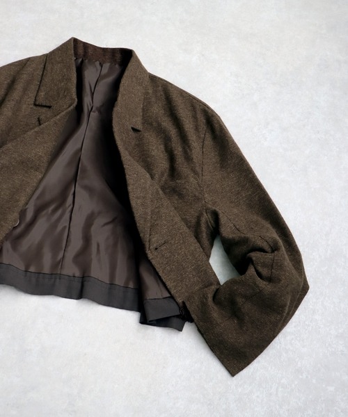 antiqua(アンティカ)の「ショート丈ジャケット(テーラードジャケット・レディース・ダークブラウン/グレー・ONESIZE)」の16枚目の写真