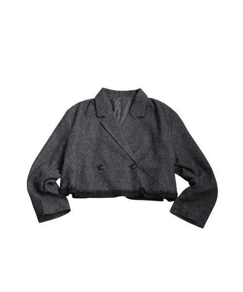 antiqua(アンティカ)の「ショート丈ジャケット(テーラードジャケット・レディース・ダークブラウン/グレー・ONESIZE)」の17枚目の写真