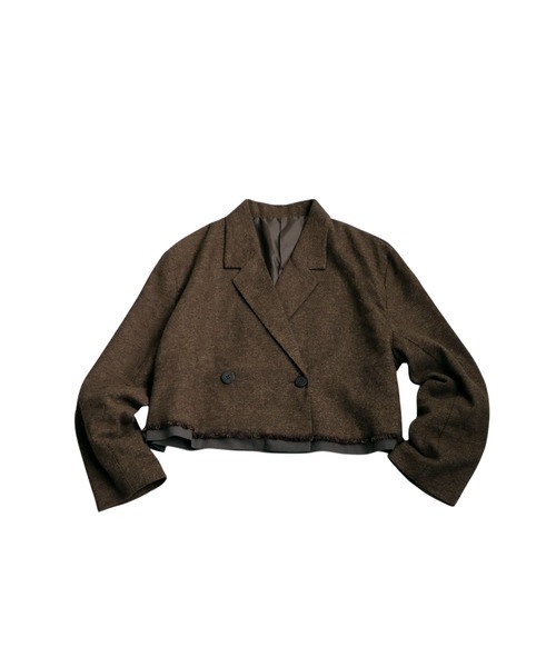 antiqua(アンティカ)の「ショート丈ジャケット(テーラードジャケット・レディース・ダークブラウン/グレー・ONESIZE)」の18枚目の写真