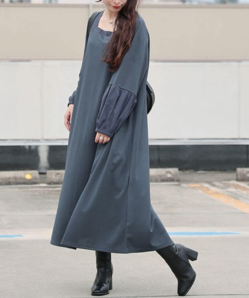 GOLDJAPAN(ゴールドジャパン)の「ヴィラーゴスリーブワンピース【大きいサイズ対応】(ワンピース・レディース・ブラック/グレー/ブラウン・LL/3L/4L/5L)」の2枚目の写真