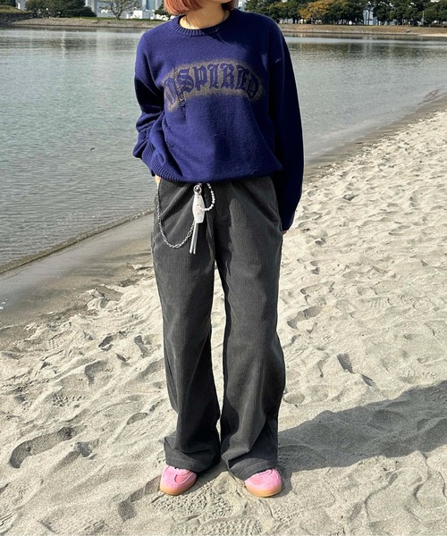 マルニコーデュロイワイドパンツネイビー48