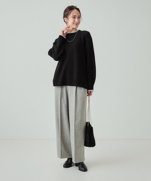 DRESKIP（ドレスキップ）の「◆【洗える】インでもアウトでも 配色ダイヤ柄クルーネックニット（ニット/セーター・レディース・ボルドー/ベージュ/ブラック/ブルーグリーン・04/03/02）」の20枚目の写真