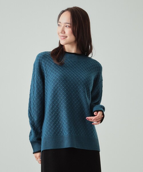 DRESKIP（ドレスキップ）の「◆【洗える】インでもアウトでも 配色ダイヤ柄クルーネックニット（ニット/セーター・レディース・ボルドー/ベージュ/ブラック/ブルーグリーン・04/03/02）」の22枚目の写真