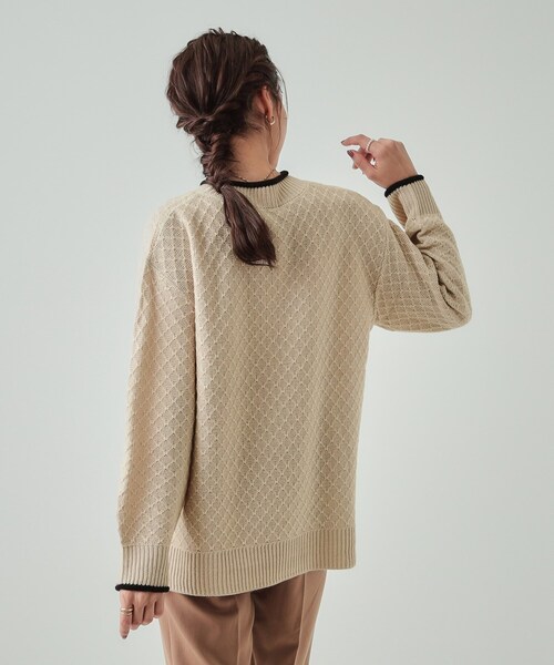 DRESKIP（ドレスキップ）の「◆【洗える】インでもアウトでも 配色ダイヤ柄クルーネックニット（ニット/セーター・レディース・ボルドー/ベージュ/ブラック/ブルーグリーン・04/03/02）」の5枚目の写真