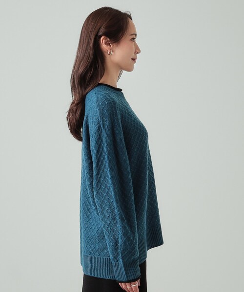 DRESKIP（ドレスキップ）の「◆【洗える】インでもアウトでも 配色ダイヤ柄クルーネックニット（ニット/セーター・レディース・ボルドー/ベージュ/ブラック/ブルーグリーン・04/03/02）」の9枚目の写真