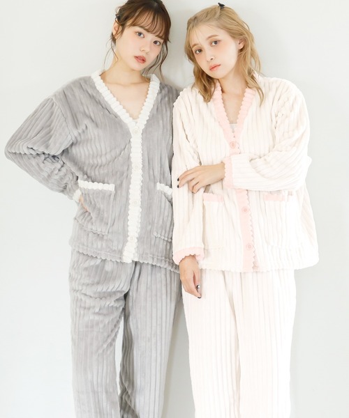 Dita（ディータ）の「ソフトマイクロカーデセットアップ（ルームウェア/パジャマ・レディース・アイボリー/グレー/ピンク・FREE）」の4枚目の写真