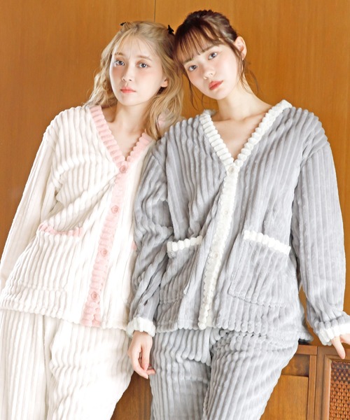 Dita（ディータ）の「ソフトマイクロカーデセットアップ（ルームウェア/パジャマ・レディース・アイボリー/グレー/ピンク・FREE）」の8枚目の写真