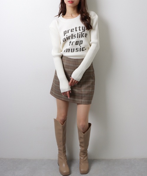 Lace Ladies(レースレディース)の「ロゴ プリント ラウンドネック リブニット セーター トップス(ニット/セーター・レディース・アイボリー/ブラック/ブラウン・M/XL)」の16枚目の写真