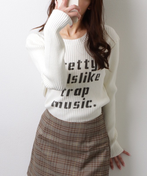 Lace Ladies(レースレディース)の「ロゴ プリント ラウンドネック リブニット セーター トップス(ニット/セーター・レディース・アイボリー/ブラック/ブラウン・M/XL)」の17枚目の写真