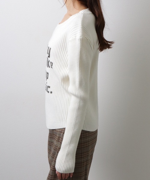Lace Ladies(レースレディース)の「ロゴ プリント ラウンドネック リブニット セーター トップス(ニット/セーター・レディース・アイボリー/ブラック/ブラウン・M/XL)」の19枚目の写真