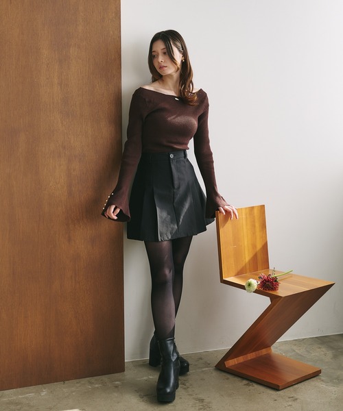 fupel(フぺル)の「plated back open rib knit / プレート付きバックオープンリブニット(ニット/セーター・レディース・ナチュラル/ダークブラウン・FREE)」の20枚目の写真