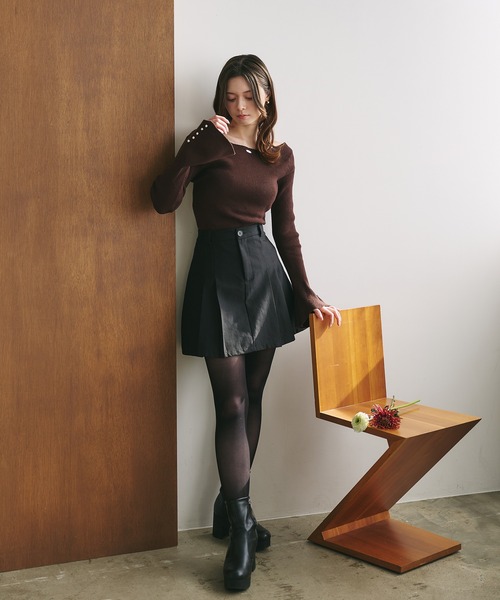 fupel(フぺル)の「plated back open rib knit / プレート付きバックオープンリブニット(ニット/セーター・レディース・ナチュラル/ダークブラウン・FREE)」の21枚目の写真