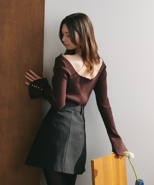 fupel(フぺル)の「plated back open rib knit / プレート付きバックオープンリブニット(ニット/セーター・レディース・ナチュラル/ダークブラウン・FREE)」の18枚目の写真