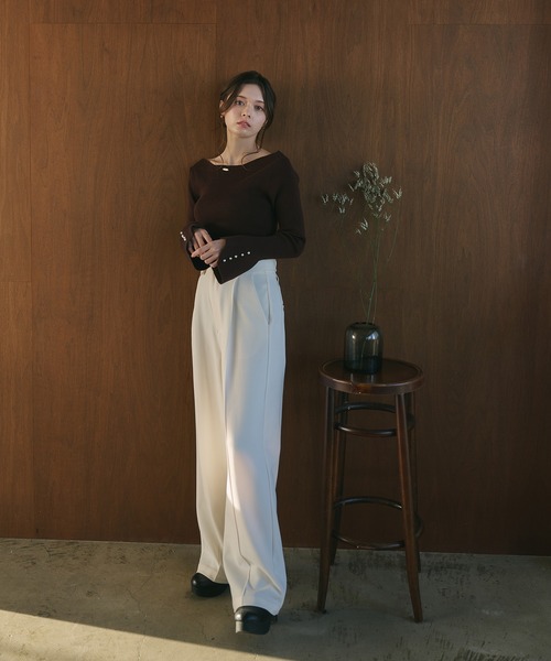 fupel(フぺル)の「plated back open rib knit / プレート付きバックオープンリブニット(ニット/セーター・レディース・ナチュラル/ダークブラウン・FREE)」の11枚目の写真