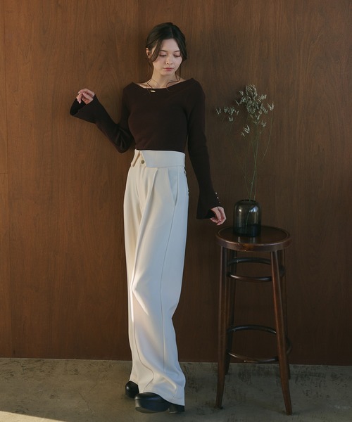 fupel(フぺル)の「plated back open rib knit / プレート付きバックオープンリブニット(ニット/セーター・レディース・ナチュラル/ダークブラウン・FREE)」の12枚目の写真