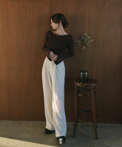 fupel(フぺル)の「plated back open rib knit / プレート付きバックオープンリブニット(ニット/セーター・レディース・ナチュラル/ダークブラウン・FREE)」の10枚目の写真