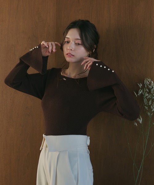 fupel(フぺル)の「plated back open rib knit / プレート付きバックオープンリブニット(ニット/セーター・レディース・ナチュラル/ダークブラウン・FREE)」の9枚目の写真