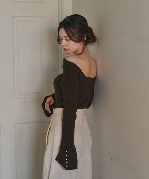 fupel(フぺル)の「plated back open rib knit / プレート付きバックオープンリブニット(ニット/セーター・レディース・ナチュラル/ダークブラウン・FREE)」の15枚目の写真