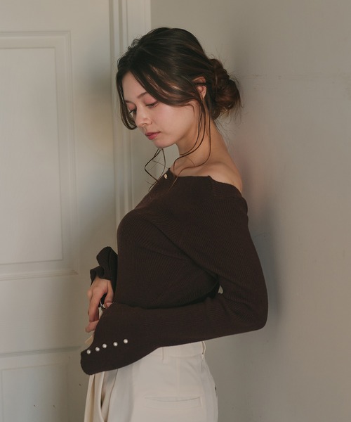 fupel(フぺル)の「plated back open rib knit / プレート付きバックオープンリブニット(ニット/セーター・レディース・ナチュラル/ダークブラウン・FREE)」の14枚目の写真