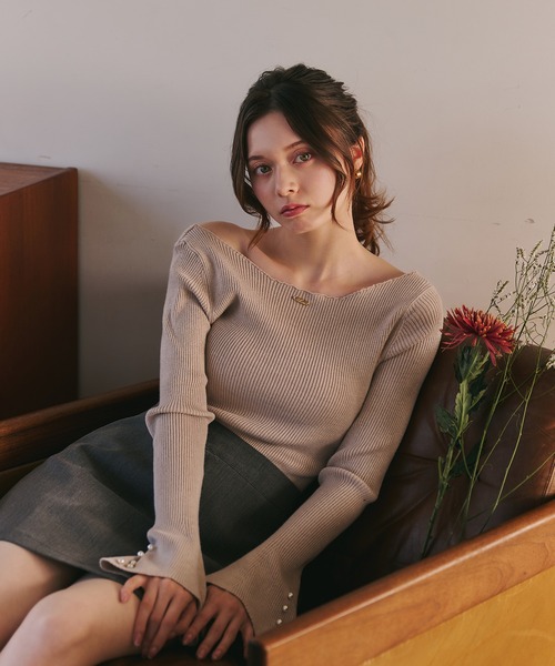 fupel(フぺル)の「plated back open rib knit / プレート付きバックオープンリブニット(ニット/セーター・レディース・ナチュラル/ダークブラウン・FREE)」の6枚目の写真