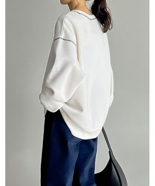 Re:EDIT（リエディ）の「無地or配色ステッチ裏起毛スウェットプルオーバー（スウェット・レディース・ブラック系その他/グレー/ブラック/アイボリー/グレー系その他/ホワイト系その他・LARGE/MEDIUM）」の16枚目の写真