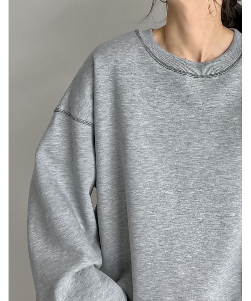 Re:EDIT（リエディ）の「無地or配色ステッチ裏起毛スウェットプルオーバー（スウェット・レディース・ブラック系その他/グレー/ブラック/アイボリー/グレー系その他/ホワイト系その他・LARGE/MEDIUM）」の21枚目の写真