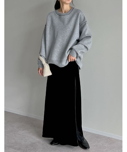 Re:EDIT（リエディ）の「無地or配色ステッチ裏起毛スウェットプルオーバー（スウェット・レディース・ブラック系その他/グレー/ブラック/アイボリー/グレー系その他/ホワイト系その他・LARGE/MEDIUM）」の22枚目の写真