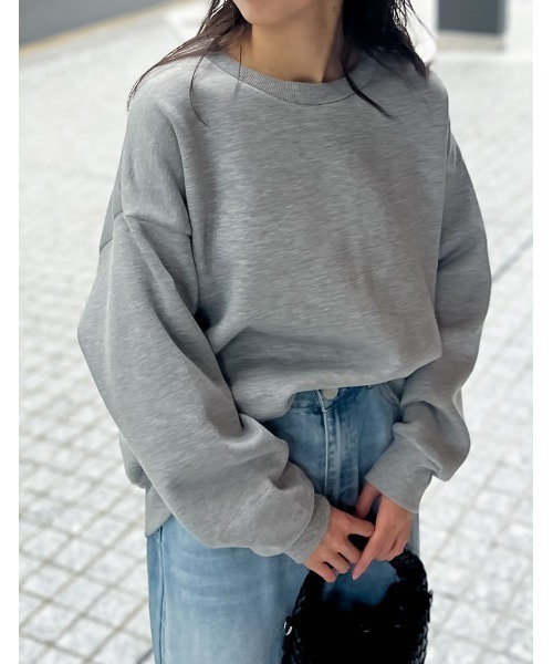 無地or配色ステッチ裏起毛スウェットプルオーバー（スウェット）｜Re