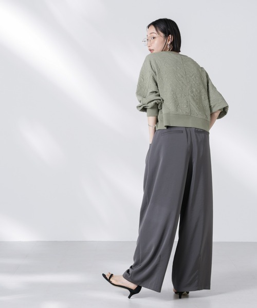 NANO universe(ナノユニバース)の「【追加生産】フクレジャガードカットトップス(セットアップ可)(Tシャツ/カットソー・レディース・ブラック/アイボリー/グリーン・FREE)」の10枚目の写真