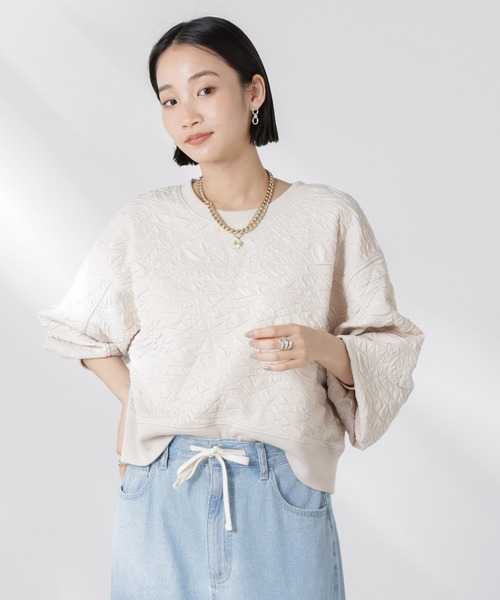 NANO universe(ナノユニバース)の「【追加生産】フクレジャガードカットトップス(セットアップ可)(Tシャツ/カットソー・レディース・ブラック/アイボリー/グリーン・FREE)」の11枚目の写真