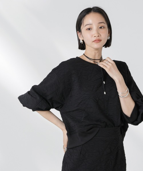 NANO universe(ナノユニバース)の「【追加生産】フクレジャガードカットトップス(セットアップ可)(Tシャツ/カットソー・レディース・ブラック/アイボリー/グリーン・FREE)」の20枚目の写真