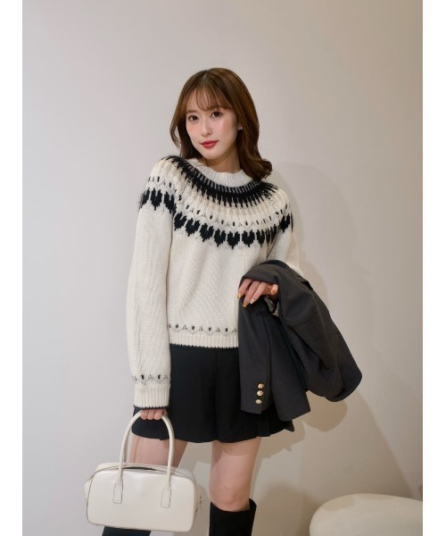 Her lip to（ハーリップトゥー）の「Heart Fair Isle Knit Pullover