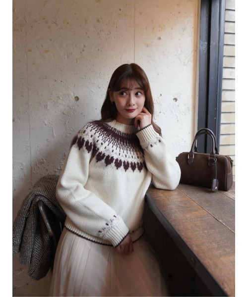 トップス Her lip to Heart Fair Isle Knit Pullover 新色】Heart Fair Isle Knit Pullover