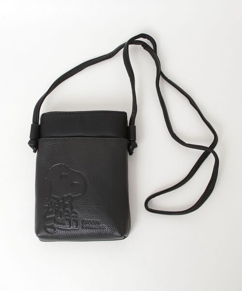 SNOOPY（スヌーピー）の「SNOOPY LEATHER COLLECTION/スヌーピーレザーコレクション/SSシリーズ スマホポシェット/SN0140（ボディバッグ/ウエストポーチ・レディース・ベージュ/ピンク/ブラック・F）」の2枚目の写真