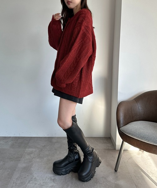 apres jour mignon(アプレジュールミニョン)の「ケーブル2WAYニット【ZOZOTOWN限定アイテム】(ニット/セーター・レディース・マスタード/チャコールグレー/ミント/レッド・X-LARGE/フリー)」の8枚目の写真