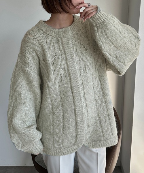apres jour mignon(アプレジュールミニョン)の「ケーブル2WAYニット【ZOZOTOWN限定アイテム】(ニット/セーター・レディース・マスタード/チャコールグレー/ミント/レッド・X-LARGE/フリー)」の16枚目の写真